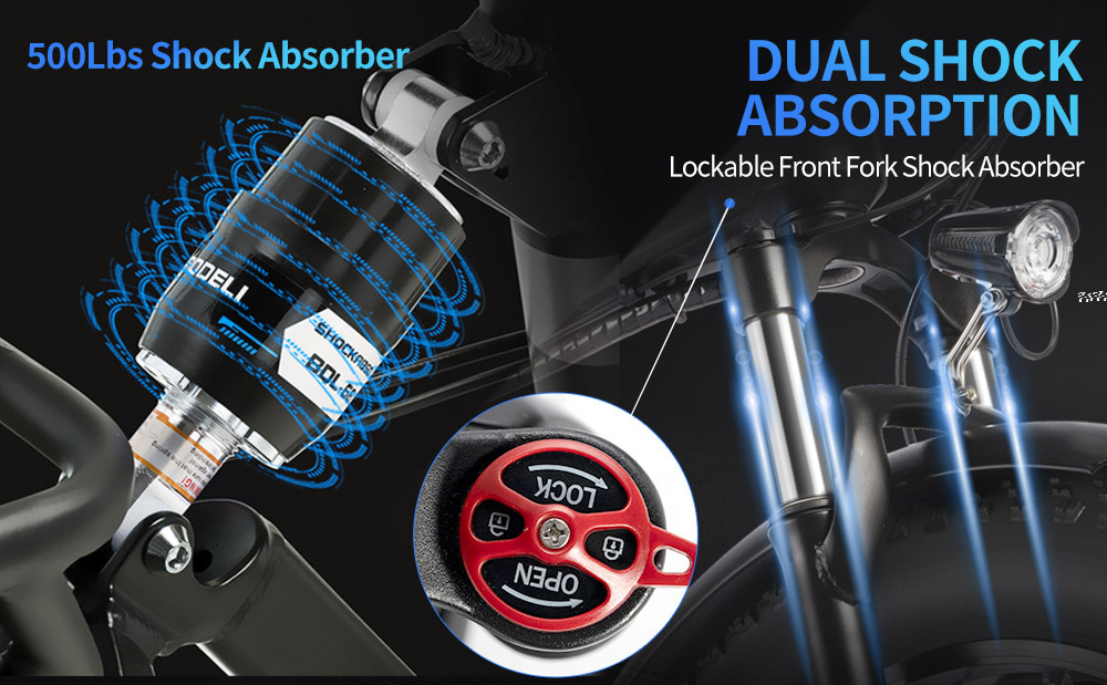 Ridstar H20 Pro Electric Bike 1000W*2 Motor 48V 23AH Battery 20*4 Inch Fat Tires 49km/h Max Speed 112km Range Hydraulic D