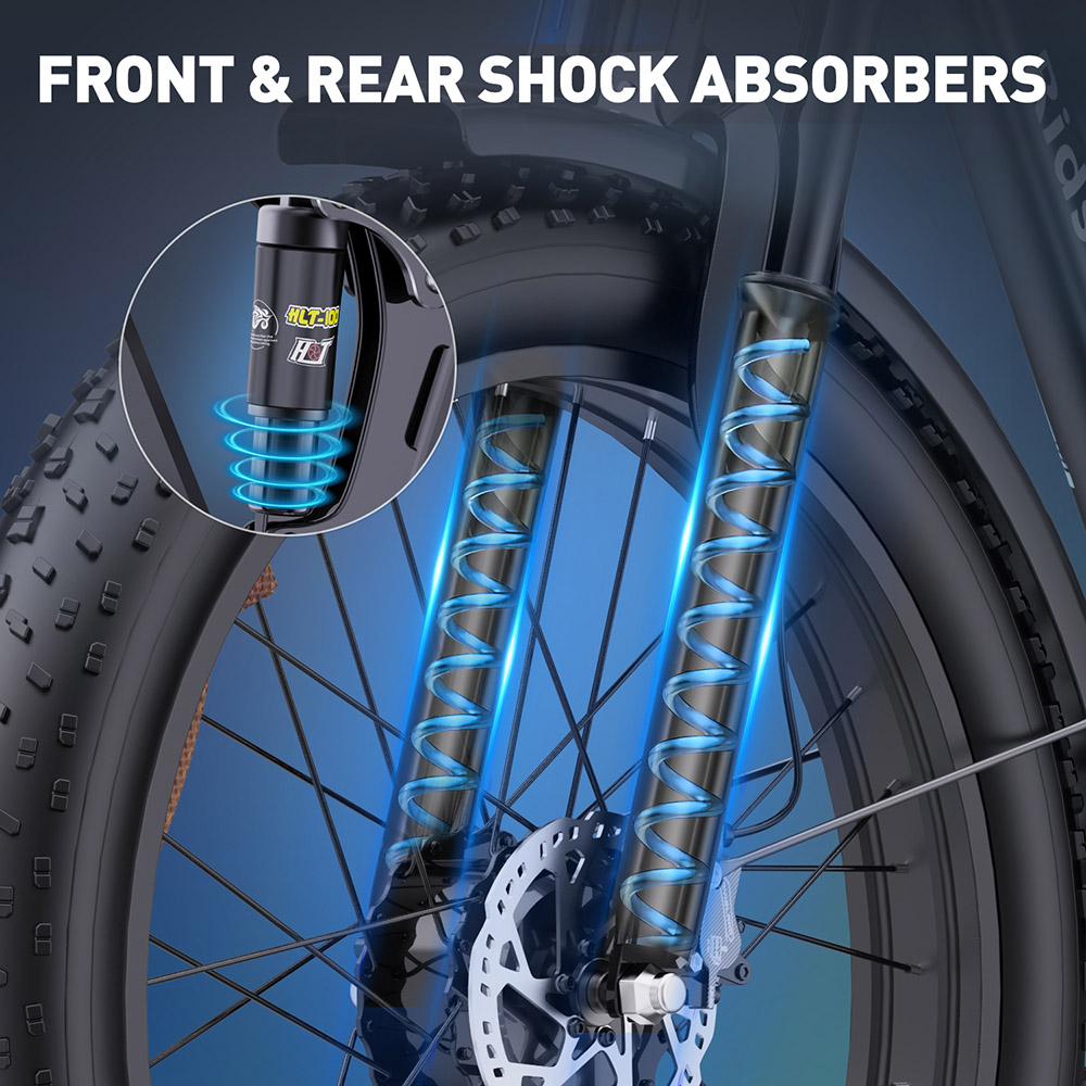 Ridstar E26 Pro Electric Bike 1000W*2 Motor 48V 23Ah Battery 26*4 Inch Fat Tires 49km/h Max Speed 75km Range Dual Hydraul