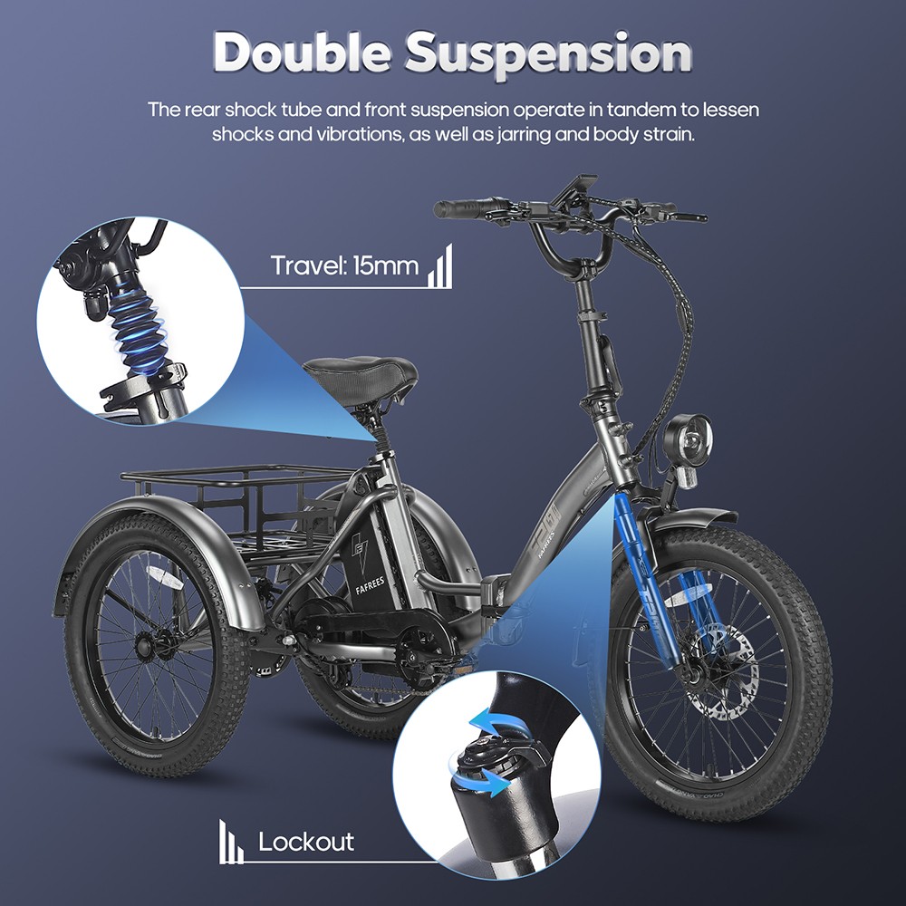 FAFREES F20 Mate Electric Tricycle 500W Brushless Motor 48V/18 2Ah Battery 20*3 0-inch Fat Tires 25km/h Max Speed 110km Ma