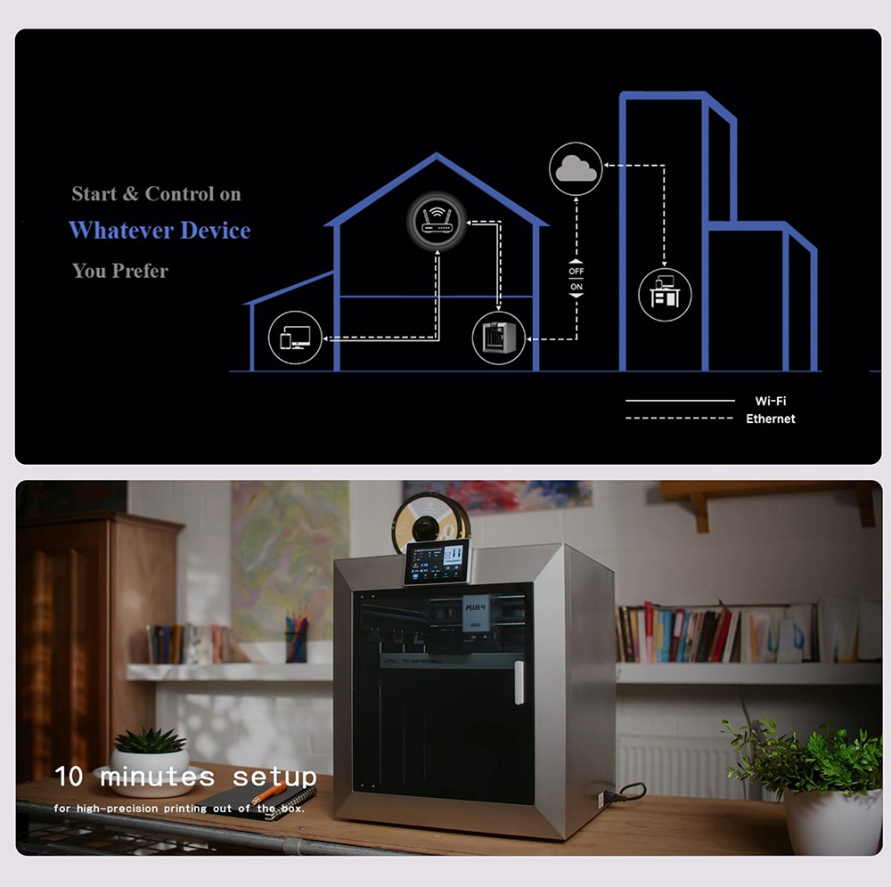 QIDI TECH PLUS4 3D Printer 1080P Camera 305*305*280mm Multi-metal Composite Nozzle New Toolhead System Dual-layer Insulati