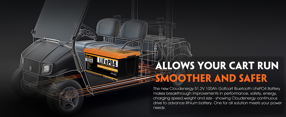 Cloudenergy 36V 38 4V 105Ah LiFePO4 Golf Cart Battery with 20A Charger 4032Wh Energy Built-in 200A Bluetooth BMS 8064W Max