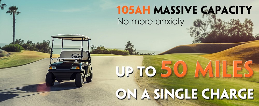 Cloudenergy 36V 38 4V 105Ah LiFePO4 Golf Cart Battery with 20A Charger 4032Wh Energy Built-in 200A Bluetooth BMS 8064W Max