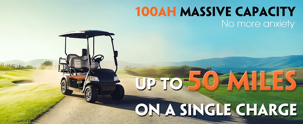 Cloudenergy 48V 51 2V 100Ah LiFePO4 Golf Cart Battery with 20A Charger 5120Wh Energy Built-in 200A Bluetooth BMS 10240W Ma