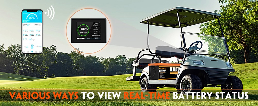 Cloudenergy 48V 51 2V 100Ah LiFePO4 Golf Cart Battery with 20A Charger 5120Wh Energy Built-in 200A Bluetooth BMS 10240W Ma