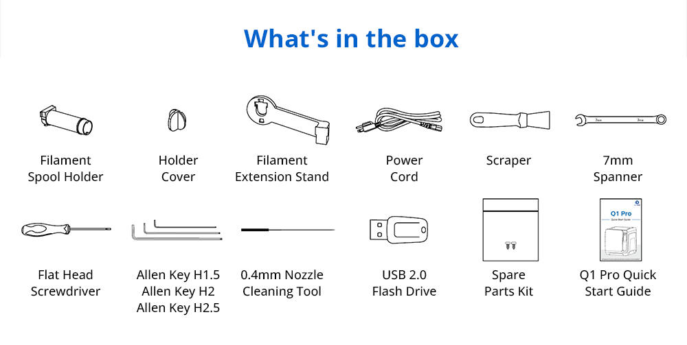 QIDI TECH Q1 Pro 3D Printer 600mm/s Max 60°C Heated Chamber 350°C High-Temp Printing Tri-metal Hot-end Auto Leveling Fi