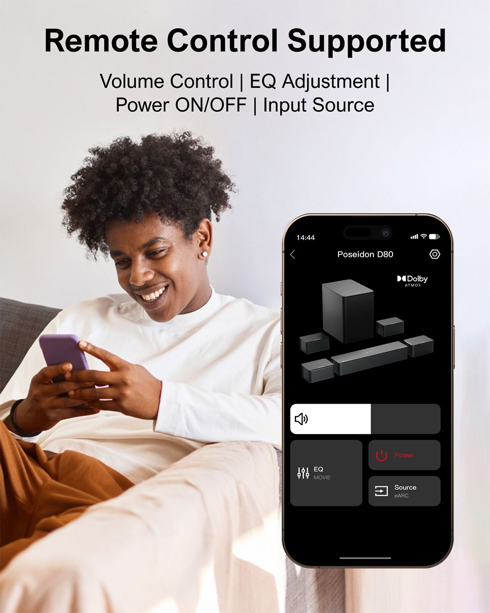 ULTIMEA Poseidon D80 7 1 Channel Soundbar Subwoofer Speaker Kit Dolby Atmos 460W Peak Power APP Control 10 Bands Equalizer