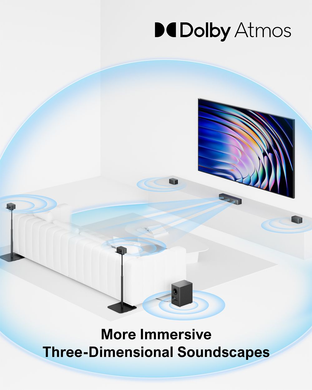 ULTIMEA Poseidon D80 7 1 Channel Soundbar Subwoofer Speaker Kit Dolby Atmos 460W Peak Power APP Control 10 Bands Equalizer