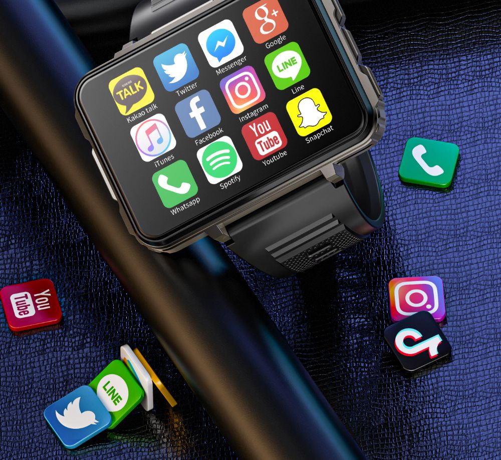LOKMAT APPLLP 5 MAX Smartwatch  2 4-inch HD Screen  Android 10 7  1500mAh Battery  4G Calling  Dual Cameras  4GB 64GB  Heart Ra