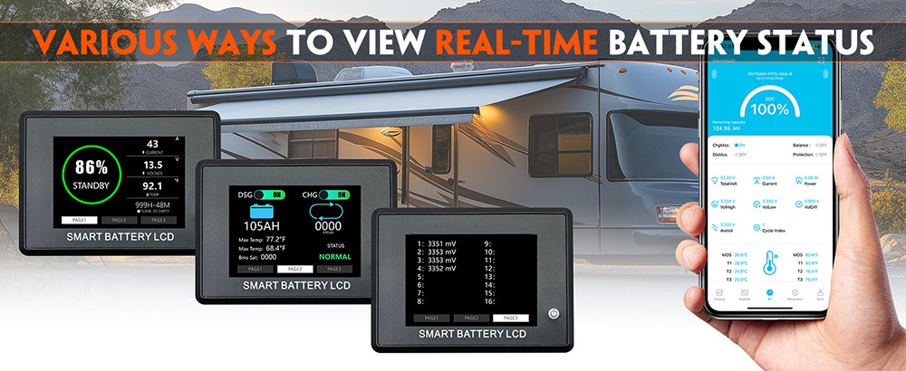 Cloudenergy 12V 100Ah LiFePO4 Battery Pack Backup Power 1280Wh Energy 6000 Cycles Built-in 100A BMS LCD Screen Support in