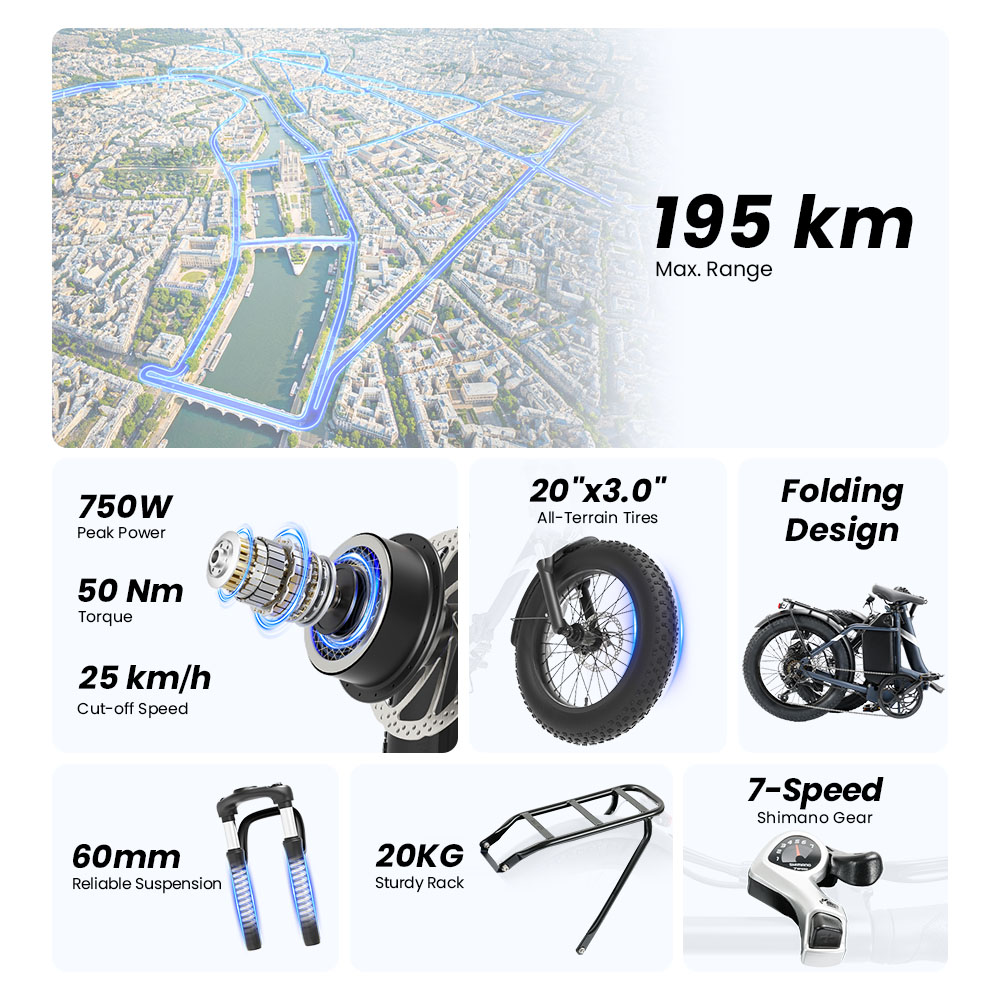 S3 Pro Blue EU Plug Step-Thru 20in 48V 27Ah 250W E-Bike