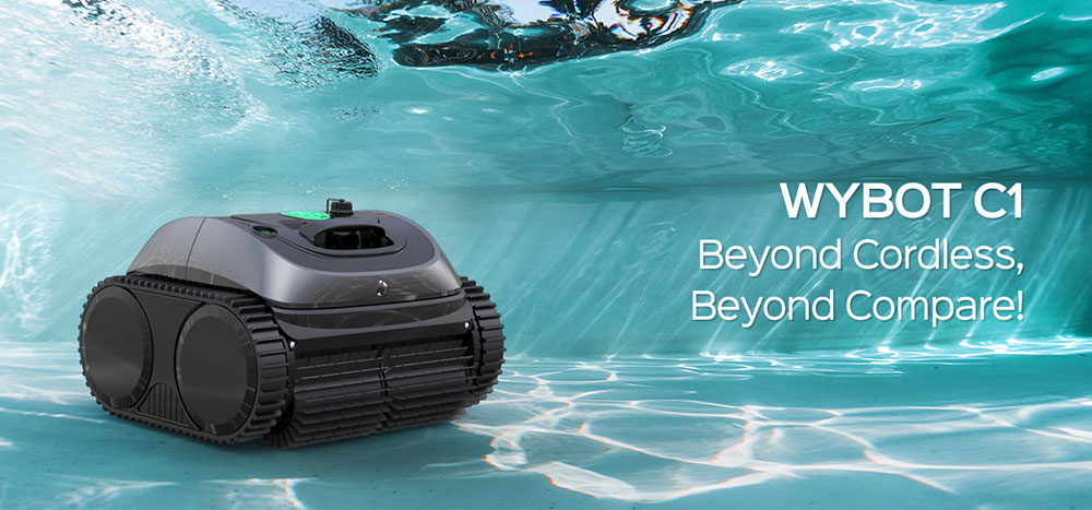 WYBOT C1 Cordless Robotic Pool Cleaner  150min Runtime  Wall Climbing  Intelligent Route Planning  APP Control  for Pools up to 1 615 Sq ft  Gray-green