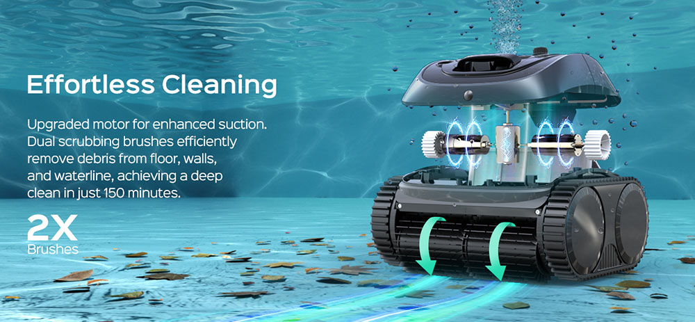 WYBOT C1 Cordless Robotic Pool Cleaner  150min Runtime  Wall Climbing  Intelligent Route Planning  APP Control  for Pools up to 1 615 Sq ft  Gray-green