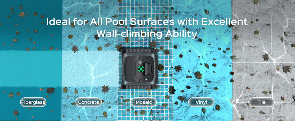 WYBOT C1 Cordless Robotic Pool Cleaner  150min Runtime  Wall Climbing  Intelligent Route Planning  APP Control  for Pools up to 1 615 Sq ft  Gray-green