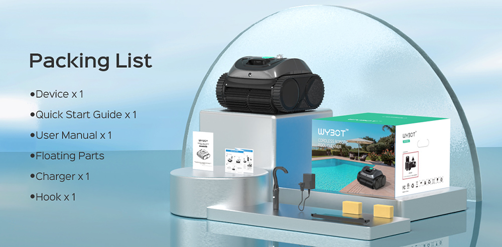 WYBOT C1 Cordless Robotic Pool Cleaner  150min Runtime  Wall Climbing  Intelligent Route Planning  APP Control  for Pools up to 1 615 Sq ft  Gray-green