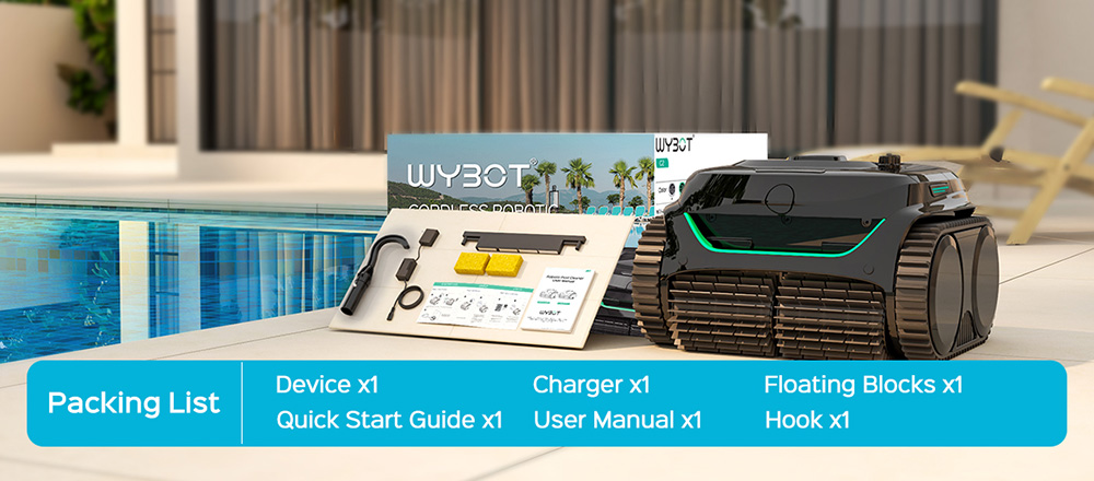 WYBOT C2 Cordless Pool Robot Vacuum  Wall and Waterline Cleaning  Dual Cleaning Filtration  for Inground Pools Up to 1614Sq ft  Black Green