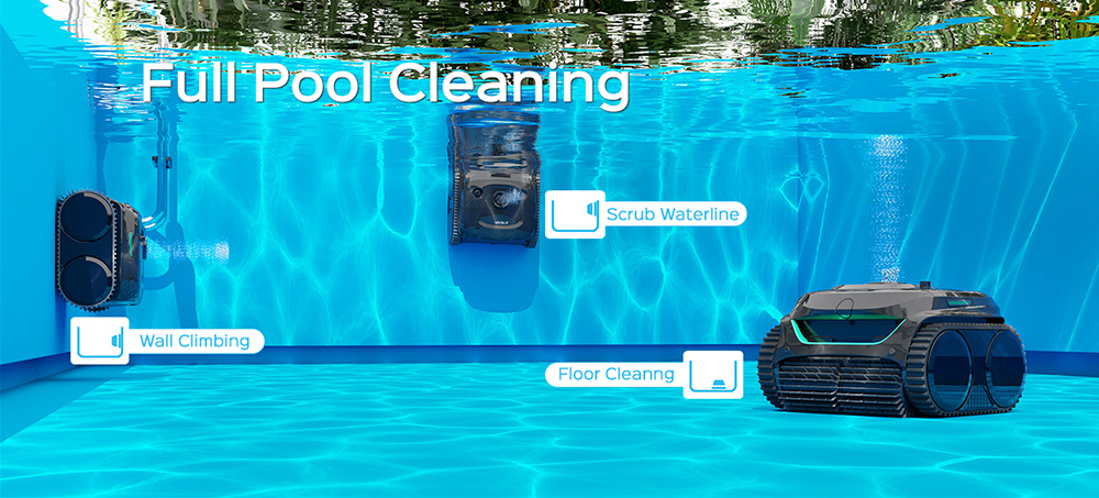 WYBOT C2 Cordless Pool Robot Vacuum  Wall and Waterline Cleaning  Dual Cleaning Filtration  for Inground Pools Up to 1614Sq ft  Black Green