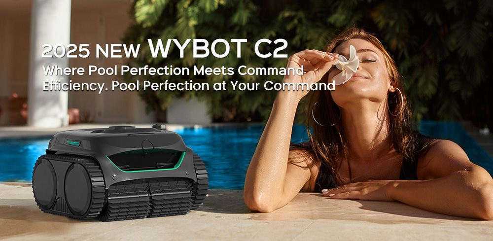 WYBOT C2 Cordless Pool Robot Vacuum  Wall and Waterline Cleaning  Dual Cleaning Filtration  for Inground Pools Up to 1614Sq ft  Black Green