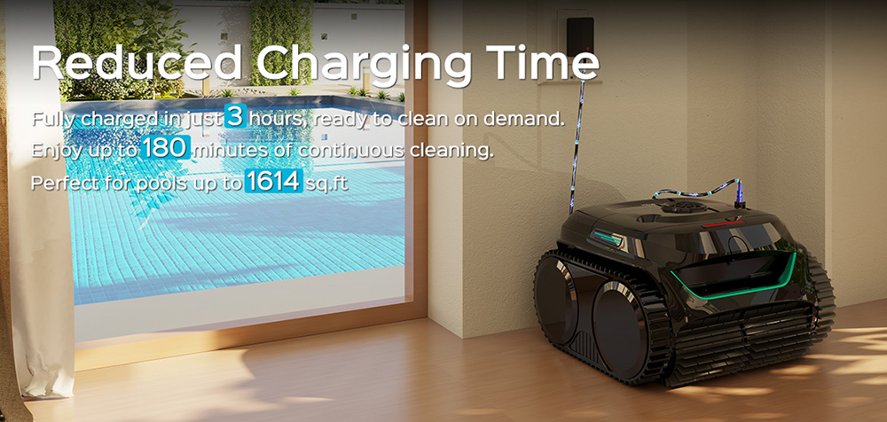 WYBOT C2 Cordless Pool Robot Vacuum  Wall and Waterline Cleaning  Dual Cleaning Filtration  for Inground Pools Up to 1614Sq ft  Black Green