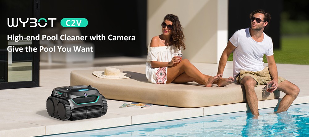 WYBOT C2 Vision Cordless Pool Robot Vacuum  Debris Detection with AI Camera  8-in-1 Master Cleaning  Two-Layer Filtration  Brushless Motors for Powerful Suction  for Pools up to 1940Sq ft  Black Green