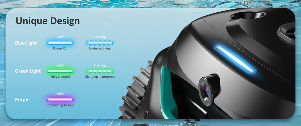 WYBOT C2 Vision Cordless Pool Robot Vacuum  Debris Detection with AI Camera  8-in-1 Master Cleaning  Two-Layer Filtration  Brushless Motors for Powerful Suction  for Pools up to 1940Sq ft  Black Green