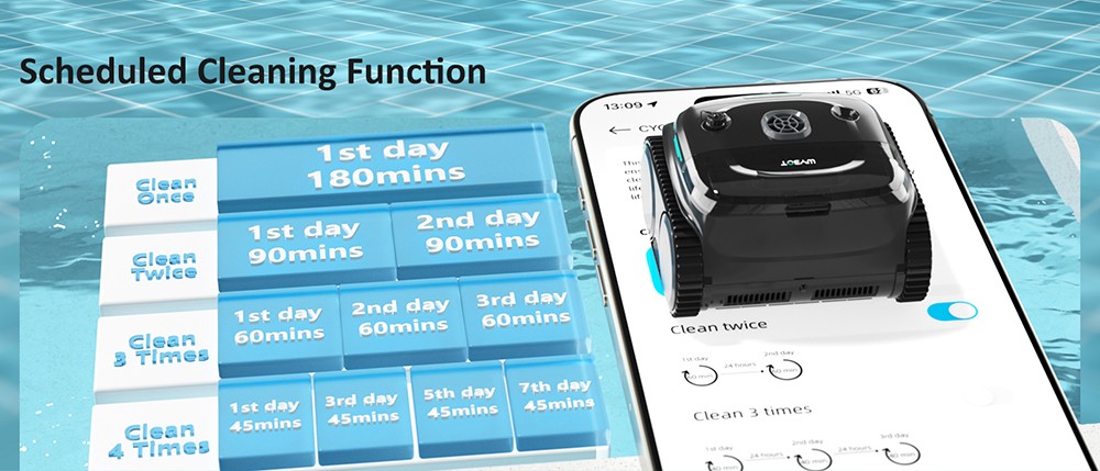 WYBOT C2 Vision Cordless Pool Robot Vacuum  Debris Detection with AI Camera  8-in-1 Master Cleaning  Two-Layer Filtration  Brushless Motors for Powerful Suction  for Pools up to 1940Sq ft  Black Green