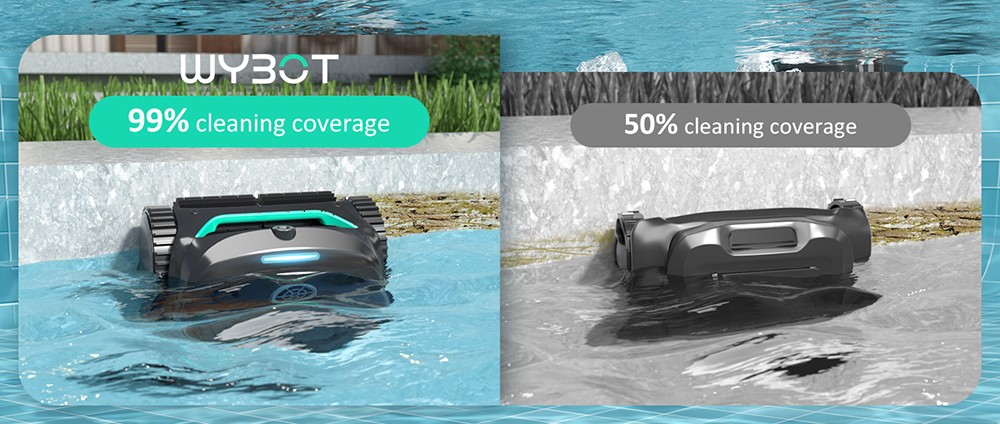 WYBOT C2 Vision Cordless Pool Robot Vacuum  Debris Detection with AI Camera  8-in-1 Master Cleaning  Two-Layer Filtration  Brushless Motors for Powerful Suction  for Pools up to 1940Sq ft  Black Green