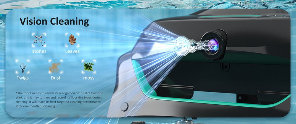 WYBOT C2 Vision Cordless Pool Robot Vacuum  Debris Detection with AI Camera  8-in-1 Master Cleaning  Two-Layer Filtration  Brushless Motors for Powerful Suction  for Pools up to 1940Sq ft  Black Green