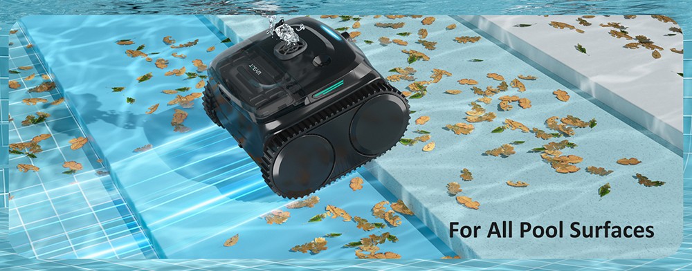 WYBOT C2 Vision Cordless Pool Robot Vacuum  Debris Detection with AI Camera  8-in-1 Master Cleaning  Two-Layer Filtration  Brushless Motors for Powerful Suction  for Pools up to 1940Sq ft  Black Green