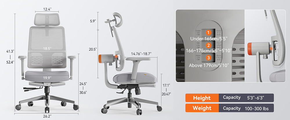 Newtral MagicH-GPRO Ergonomic Chair with Footrest - High Back Desk Chair