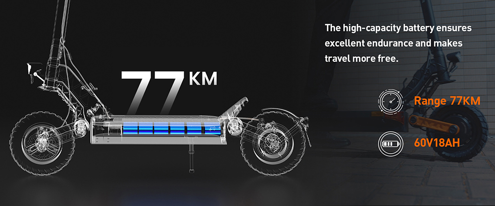 Joyor S10-S-Z Foldable Electric Scooter 1000W*2 Motor 60V 18AH Battery 10-inch Off-road Tires 25km/h Max Speed 77km Range