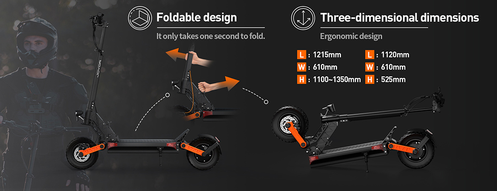 Joyor S10-S-Z Foldable Electric Scooter 1000W*2 Motor 60V 18AH Battery 10-inch Off-road Tires 25km/h Max Speed 77km Range