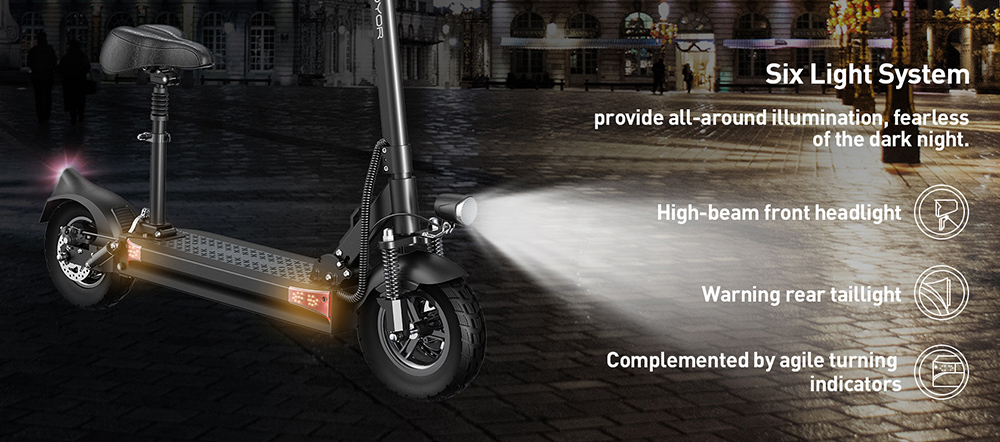 Joyor Y6-S Electric Scooter with Seat 500W Motor 48V 18Ah Battery 10 inch Tire 25km/h Max Speed 60km Range Front