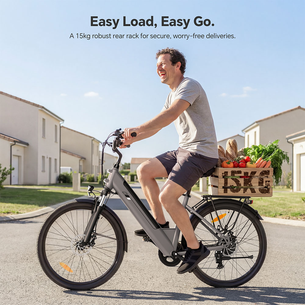 J2 ST Grey EU Plug Step-Thru 26in 36V15 6Ah 250W E-Bike