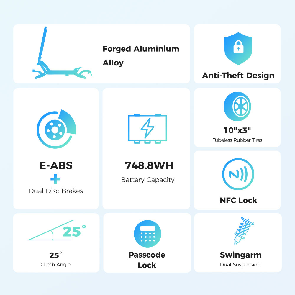 Ausom L2 UK Plug Black Electric Scooter with Enhanced Suspension