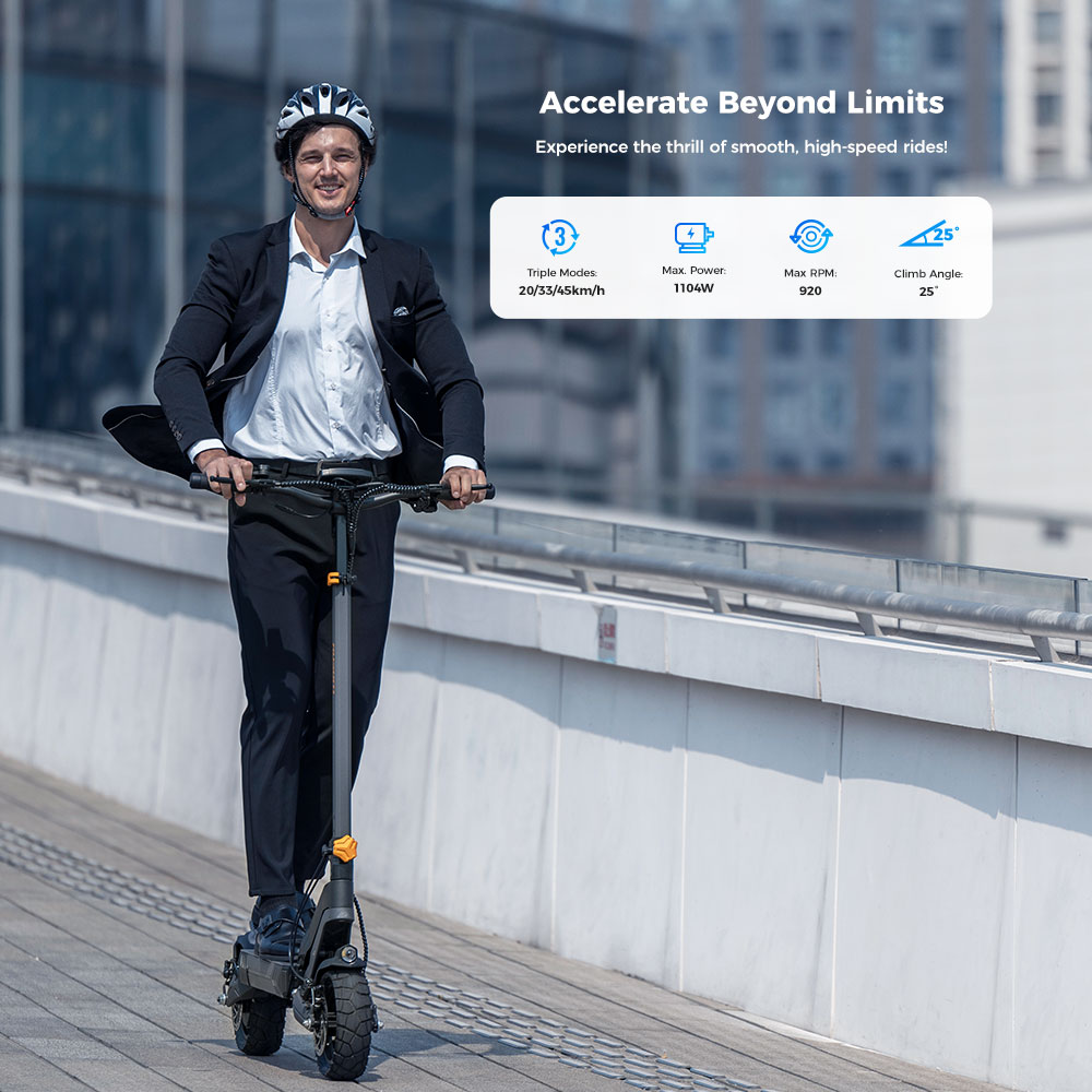 Ausom L2 UK Plug Black Electric Scooter with Enhanced Suspension