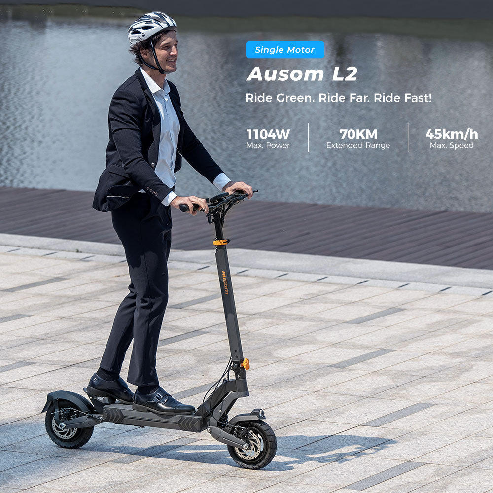 Ausom L2 UK Plug Black Electric Scooter with Enhanced Suspension