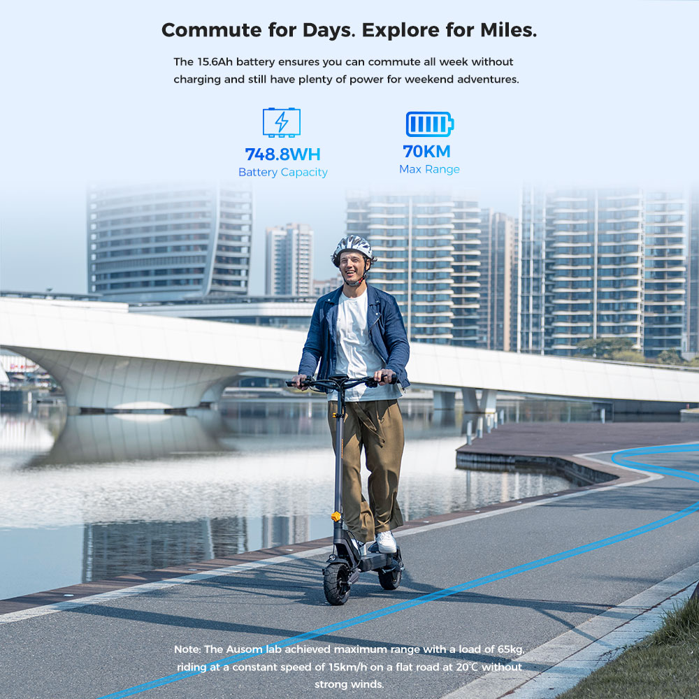 Ausom L2 UK Plug Black Electric Scooter with Enhanced Suspension