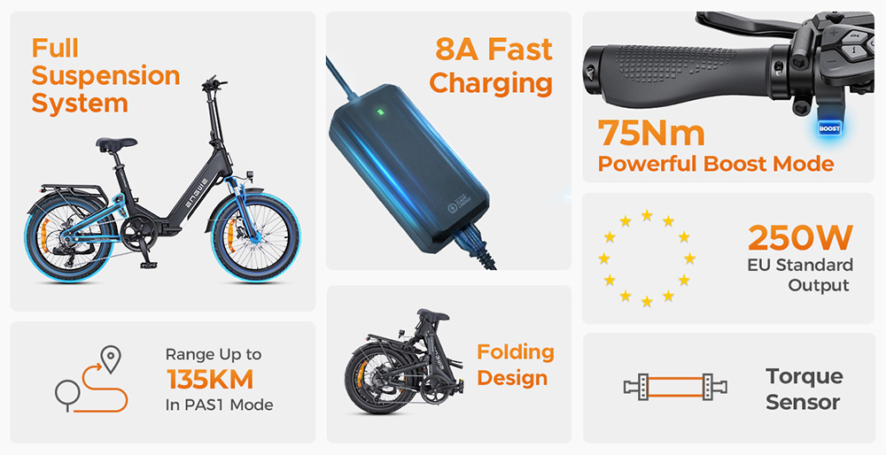 ENGWE L20 3 0 Boost Electric Bike  250W Motor  48V 13 5Ah Battery  20*3 0 inch Tire  135km Max Range  Hydraulic Brakes  Full Su