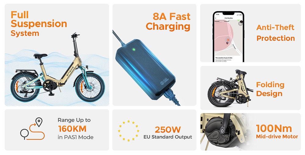 ENGWE L20 3 0 Pro Electric Bike  250W Motor  48V 15Ah Battery  20x3 0 inch Tire  160km Max Range  Hydraulic Brake  Full Suspens