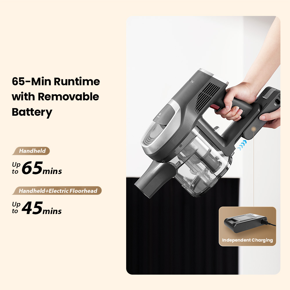 JIMMY JV9 Pro Aqua Cordless Vacuum Cleaner  160AW Suction Power  Up to 65min Runtime  500ml Water Tank  Gray - EU Plug