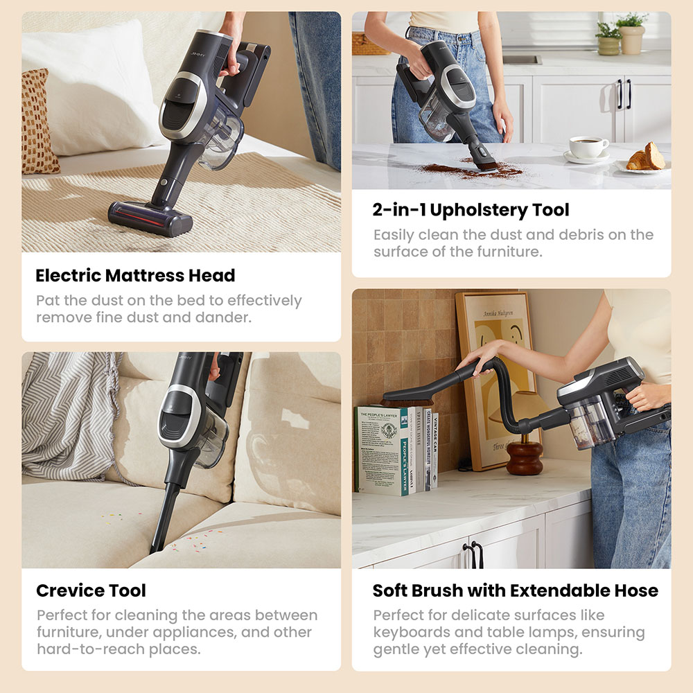 JIMMY JV9 Pro Aqua Cordless Vacuum Cleaner  160AW Suction Power  Up to 65min Runtime  500ml Water Tank  Gray - EU Plug