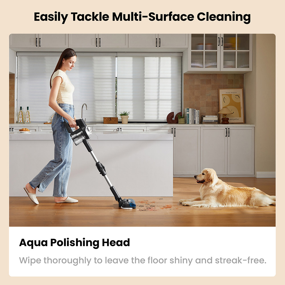 JIMMY JV9 Pro Aqua Cordless Vacuum Cleaner  160AW Suction Power  Up to 65min Runtime  500ml Water Tank  Gray - EU Plug
