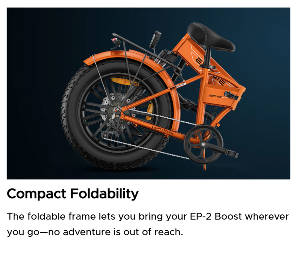ENGWE EP-2 Boost Folding Electric Bike  250W Motor  48V 13Ah Battery  20*4 0 inch Fat Tires  25km/h Max Speed  120km Range  Fro