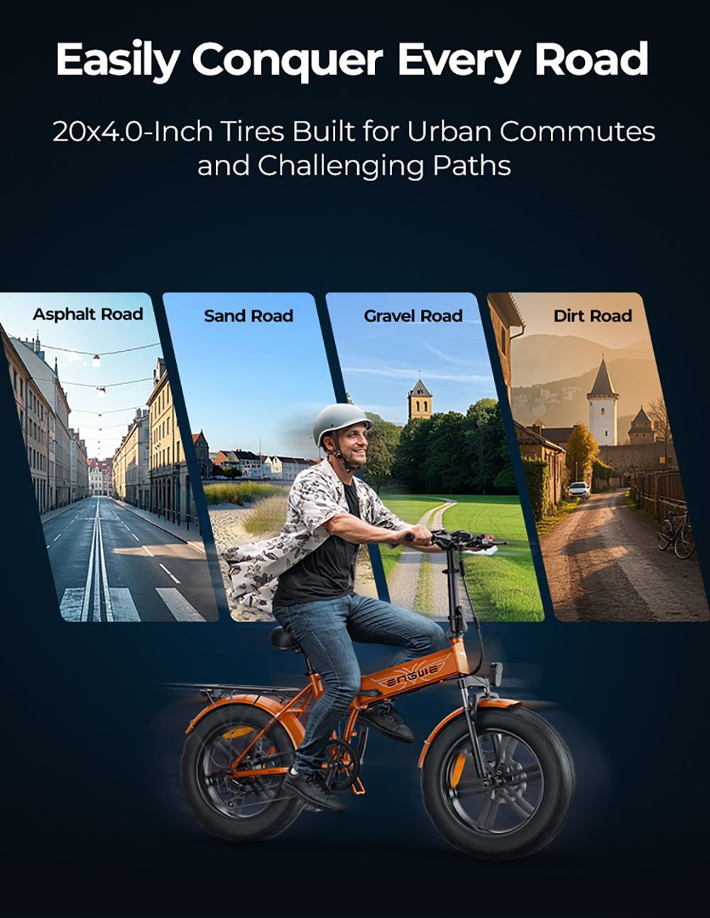 ENGWE EP-2 Boost Folding Electric Bike  250W Motor  48V 13Ah Battery  20*4 0 inch Fat Tires  25km/h Max Speed  120km Range  Fro