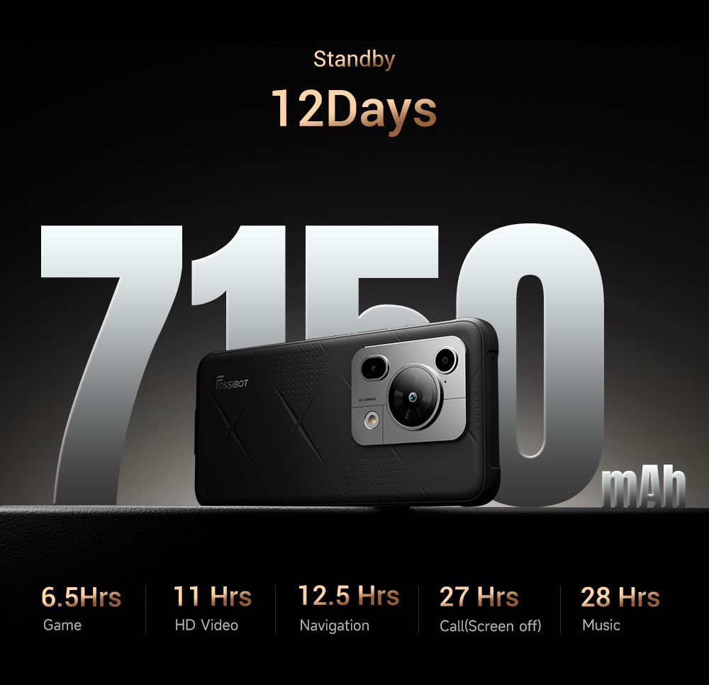 FOSSiBOT F112 Pro 5G Rugged Phone  50MP 5MP Rear Camera  7150mAh Battery  6 88-inch HD  Screen  8GB RAM 256GB ROM  Android 14