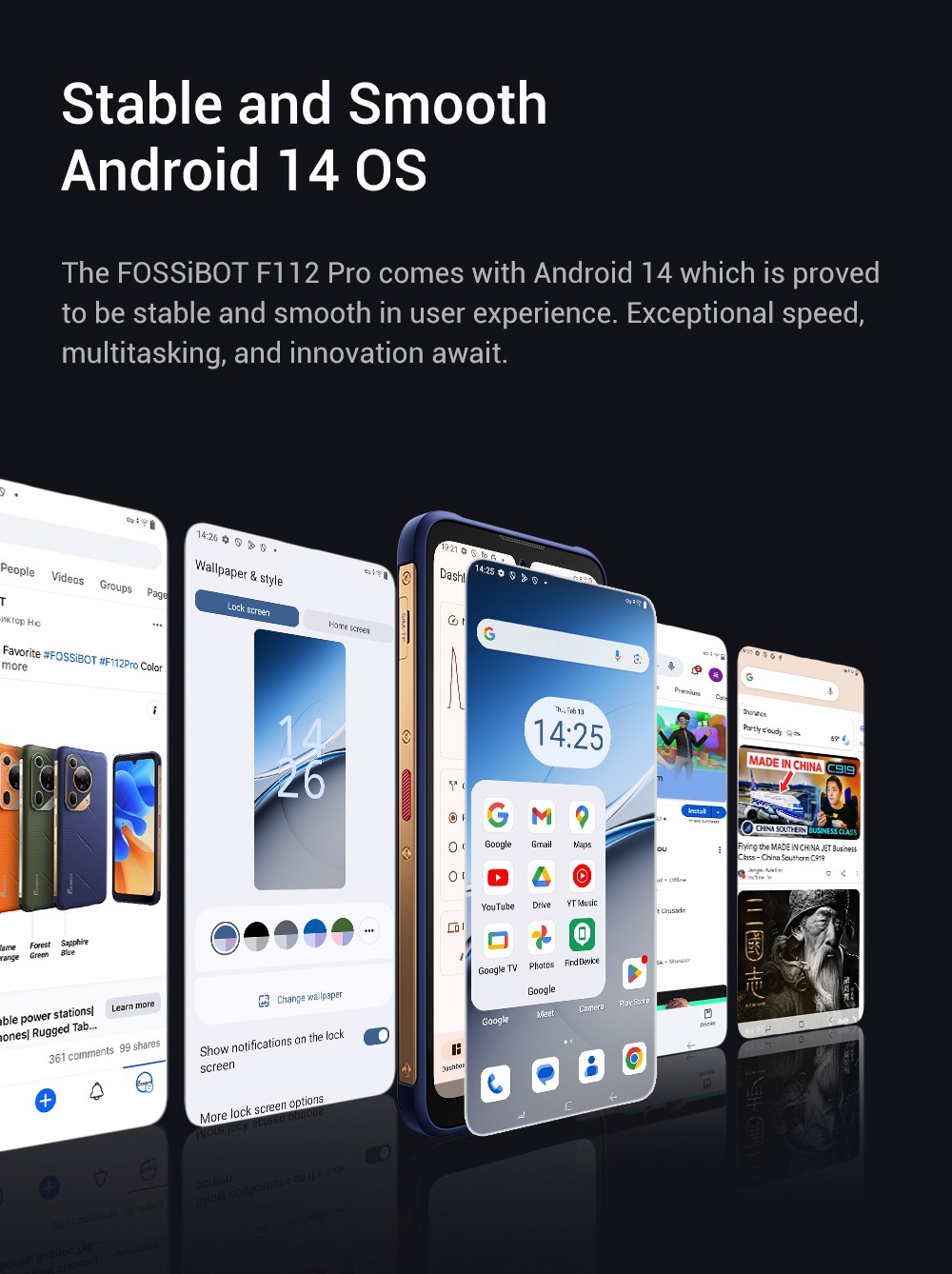 FOSSiBOT F112 Pro 5G Rugged Phone  50MP 5MP Rear Camera  7150mAh Battery  6 88-inch HD  Screen  8GB RAM 256GB ROM  Android 14
