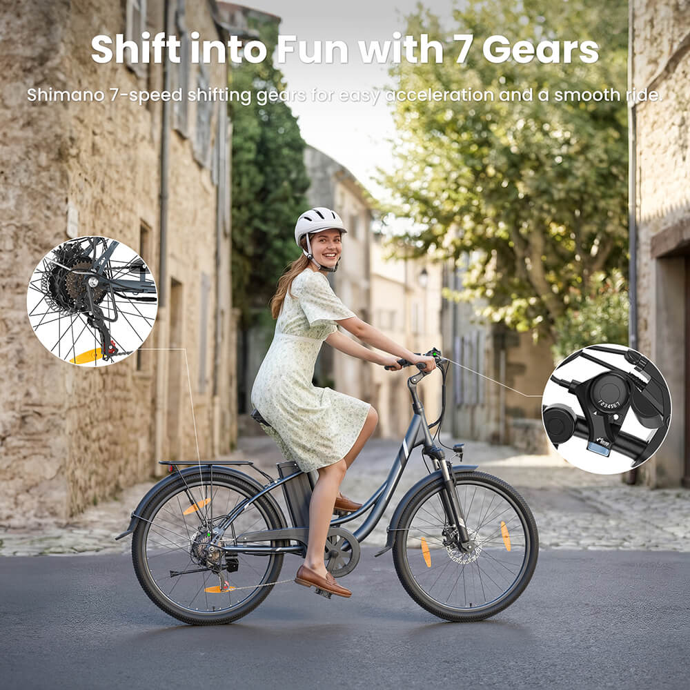 B1 Grey EU Plug Step-Thru 26in 36V15 6Ah 250W E-Bike