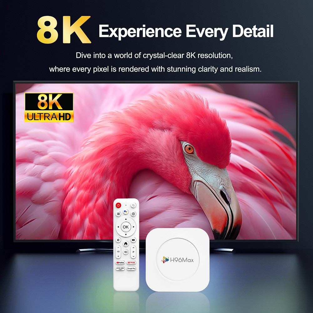H96 Max M1 Plus Android 14 TV Box RK3528 Quad Core 4GB RAM 32GB ROM 8K UHD WiFi 6 Bluetooth 5 4 2*USB2 0 1*HDMI 1*Ether