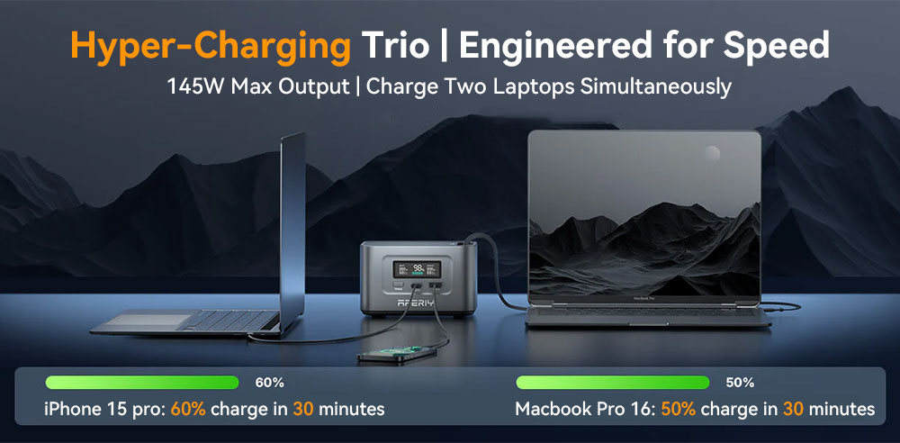 AFERIY Nano100 Portable Power Station 100W 99 2Wh Telescopic Type-C Cable Carry-on Airplane 1 5h Full Charge 3000 Cycles