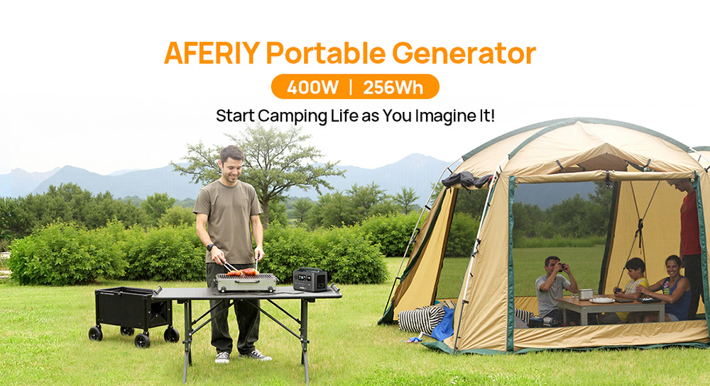 AFERIY P040 Portable Power Station 400W 256Wh Outdoor Generator 5 Outputs 1 2H Full Charge 3500 Cycles LiFePO₄ Battery -